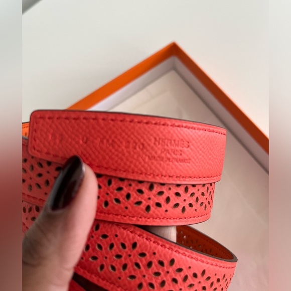 Hermes Reversible Belt - New, Never Worn Orange and Rose Jaipur - Picture 2 of 13